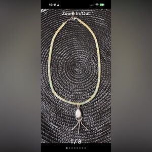 Opal Beaded Necklace with Silver Pendant